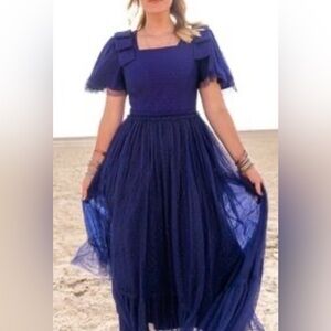 NWT Ivy City Co Heather Tulle Maxi Dress